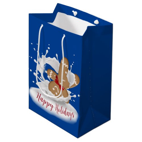 Happy Holidays Gingerbread Man in Milk  Medium Gift Bag