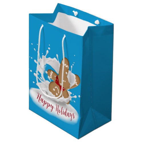 Happy Holidays Gingerbread Man in Milk Medium Gift Bag