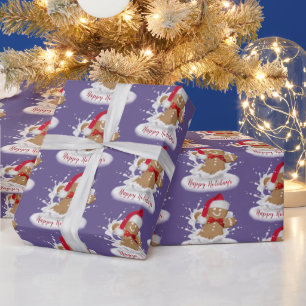 Happy Holidays Gingerbread Man in Milk Wrapping Paper