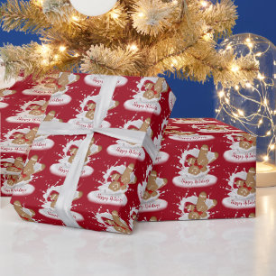 Happy Holidays Gingerbread Man in Milk Wrapping Paper
