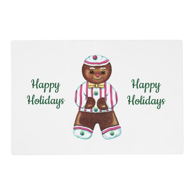 Happy Holidays Gingerbread Man Placemat (Front)
