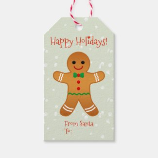 Happy Holidays Gingerbread Man Sage Green