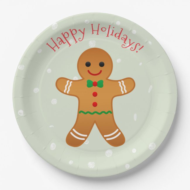 Happy Holidays - Gingerbread Man - Sage Green