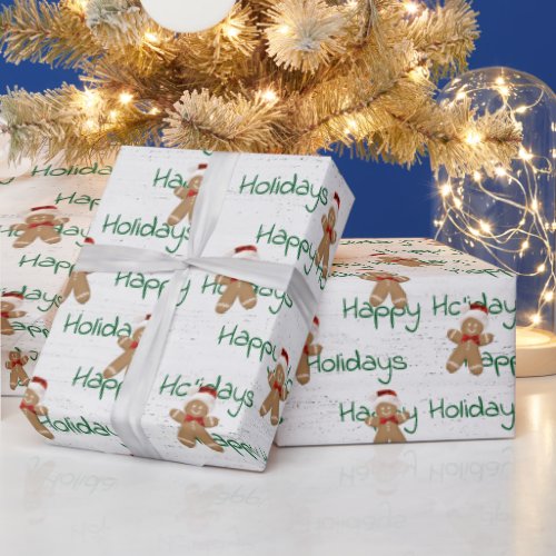Happy Holidays Gingerbread Man  Wrapping Paper