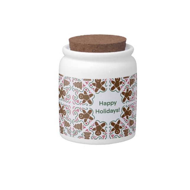 Happy Holidays Gingerbread Mug Candy Jar (Front)