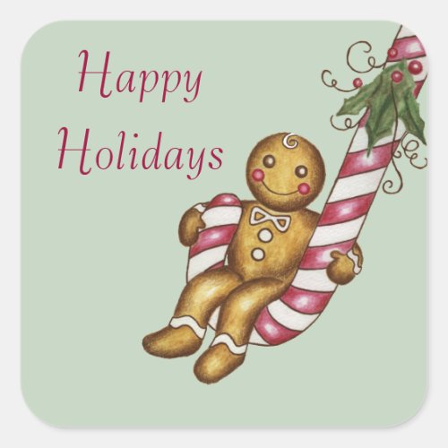 Happy Holidays Gingerbread Stickers