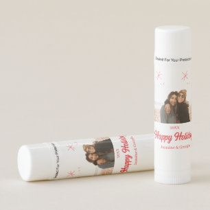 Happy holidays girls family photo gifts Christmas Lip Balm