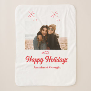 Happy holidays girls family photo gifts Christmas Sherpa Blanket