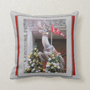 Happy Holidays Glam Reindeer Throw Pillow