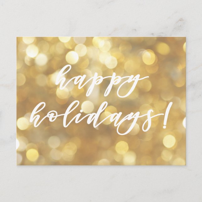 Happy Holidays ! Glamorous Gold Sparkles Christmas Holiday Postcard (Front)