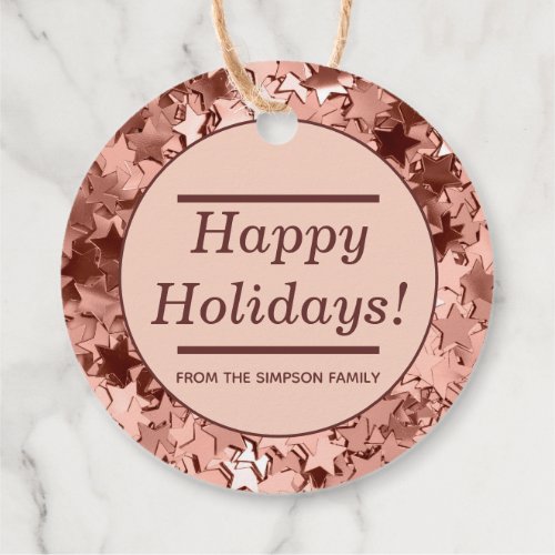 Happy Holidays Glitter Rose Gold Christmas Gifting Favor Tags