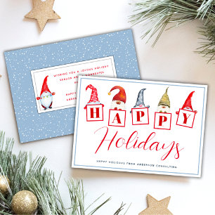 Happy Holidays Gnomes Personalized Business Holiday Card