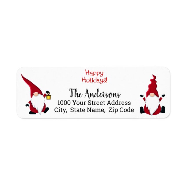 Happy Holidays Gnomes Return Address Label (Front)