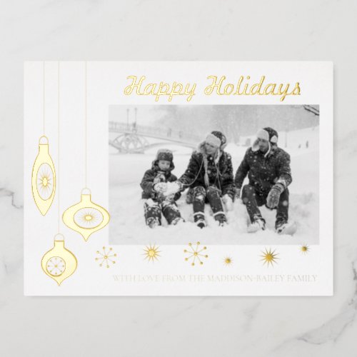 Happy Holidays Gold Bauble Photo Card