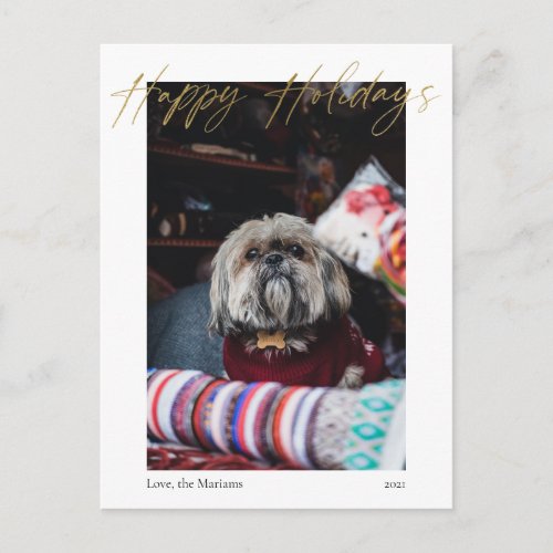 Happy Holidays Gold Calligraphy Modern Postcard