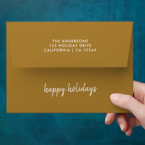 Happy Holidays Gold Christmas  Envelope