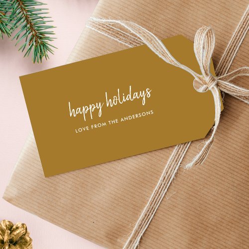 Happy Holidays Gold Christmas  Gift Tags