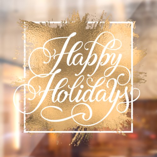 Happy Holidays Gold Faux Foil Christmas Window Cling