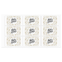 Happy Holidays Gold Floral with Branches & Blooms