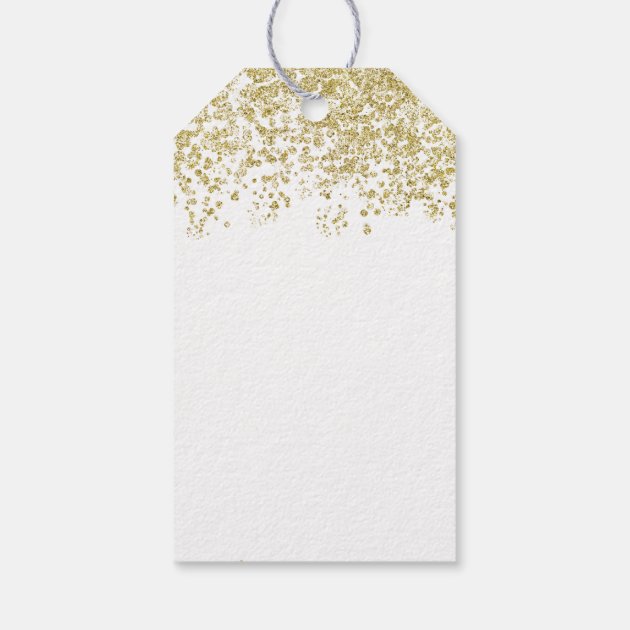 Happy Holidays Gold Glitter Gift Tags