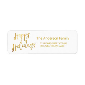 Happy Holidays Gold Hand-Lettered Typography Label