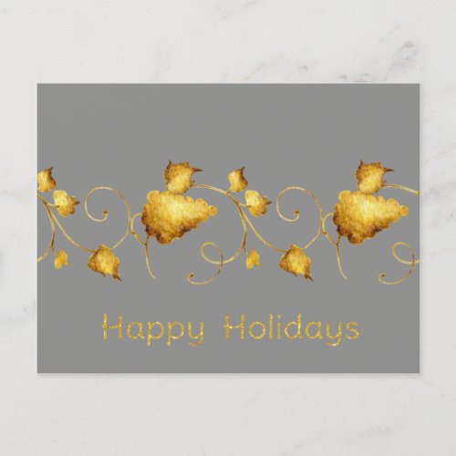 Happy Holidays Gold Leaves Business Holiday Postcard