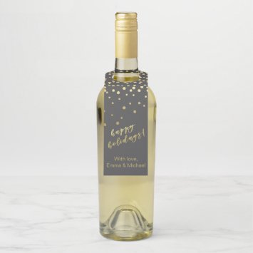 Happy Holidays - Gold Script & Confetti