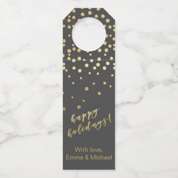 Happy Holidays - Gold Script & Confetti