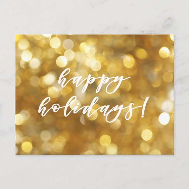 Happy Holidays Gold Sparkles Christmas Postcard (Front)