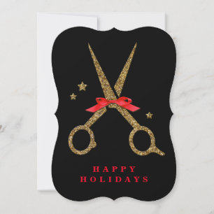 Happy Holidays - Golden glitter Hair Stylist card