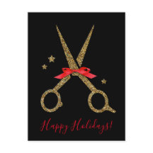 Happy Holidays - Golden glitter Hair Stylist card