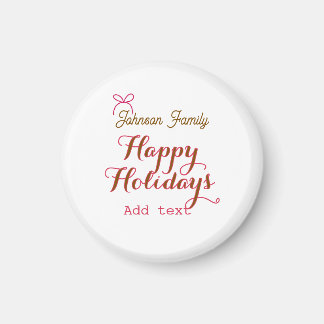 Happy holidays golden pink bow family name name tr magnet
