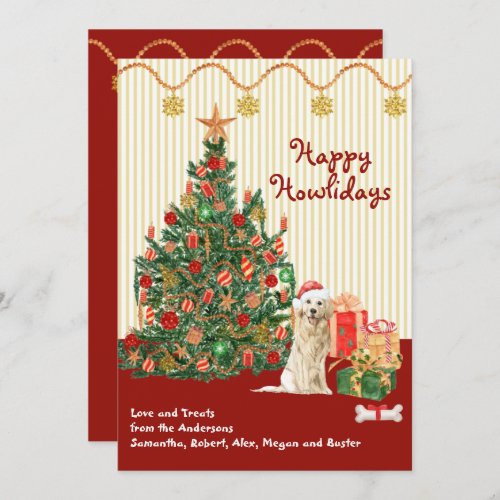 Happy Holidays Golden Retriever Dog Tree Presents