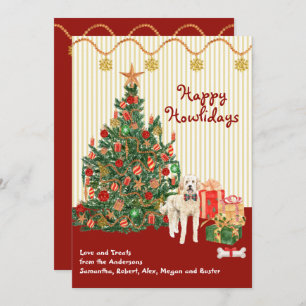 Happy Holidays Goldendoodle Dog Tree Presents