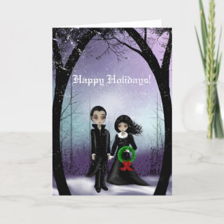Happy Holidays Goth Couple Greeting Card