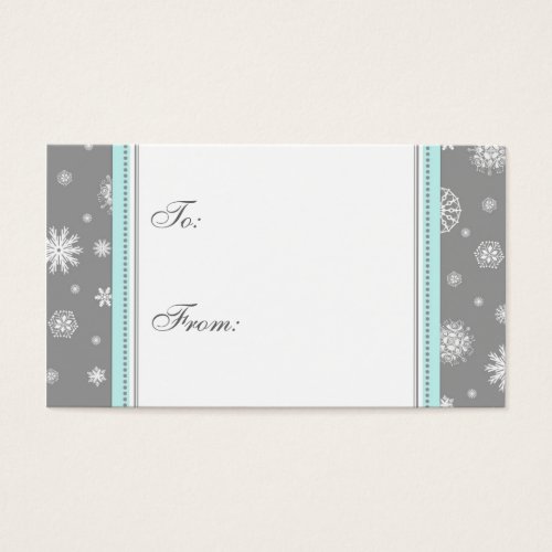 Happy Holidays Gray Snowflakes Gift Tags Business Card Templates