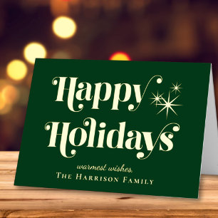 Happy Holidays Green Christmas Foil Holiday Card