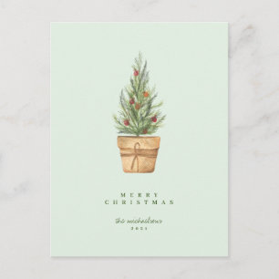 HAPPY HOLIDAYS Green Christmas Tree Postcard