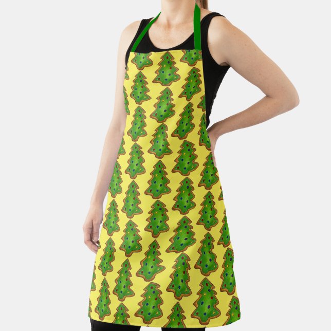 Happy Holidays Green Christmas Tree Sugar Cookie Apron (Insitu)