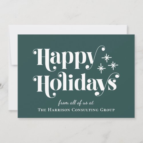 Happy Holidays Green Corporate Christmas Card