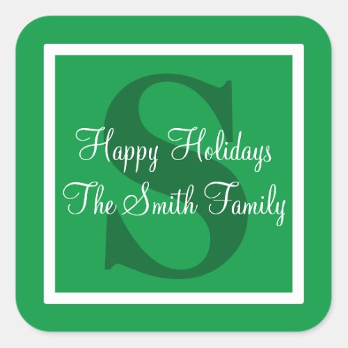 Happy Holidays Green Design Square Sticker