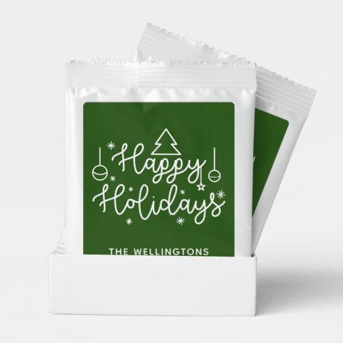 Happy Holidays Green Personalized Family Christmas Hot Chocolate Drink Mix