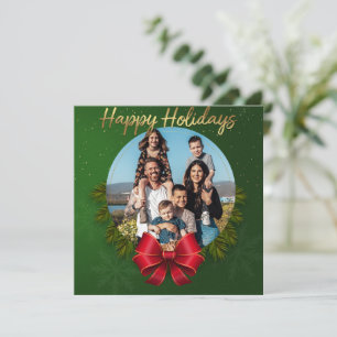Happy Holidays Green Photo Christmas Holiday Card