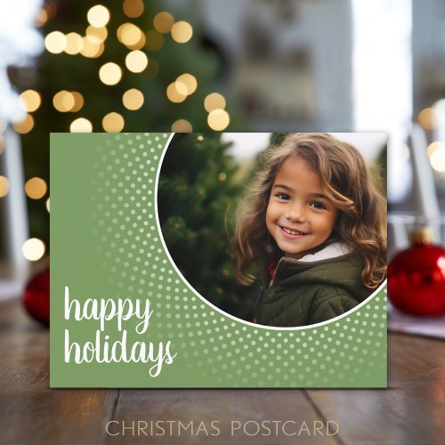 Happy Holidays _ Green Polka Dot Border Holiday Postcard