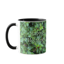 Happy Holidays Green Red Holly and Berry Christmas