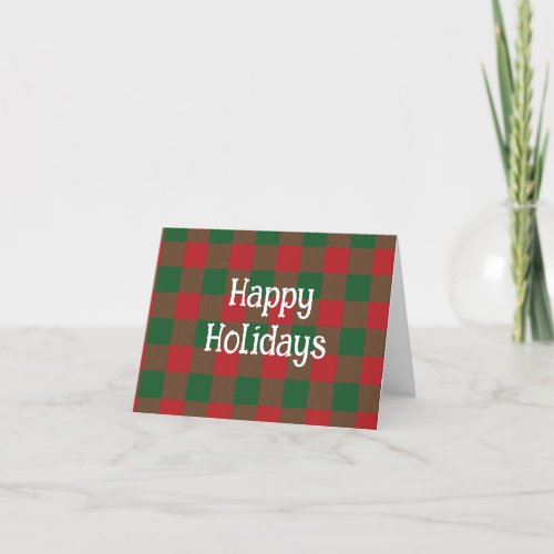 Happy Holidays Green  Red Plaid Card