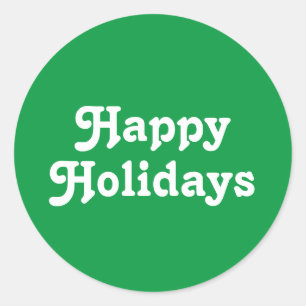 "Happy Holidays" green white Christmas Holiday Classic Round Sticker