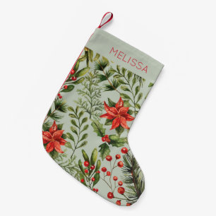 Happy Holidays Greenery Festive Family Small Christmas Stocking