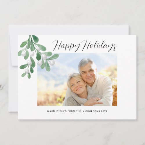 Happy Holidays Greenery Photo Holiday Card