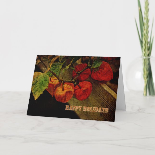 Happy Holidays Greeting - Chinese Lanterns Holiday Card (Front)